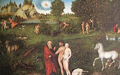 Adam et Ève au paradis dans un tableau de Lucas Cranach. (Domaine public)
