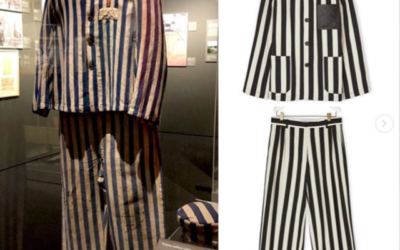 La collection capsule de Loewe, comparée à des uniformes de prisonniers des camps nazis (Crédit : capture d'écran https://www.instagram.com/diet_prada/)