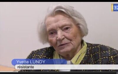 La résistante Yvette Lundy en 2013. (Crédit : capture d'écran)