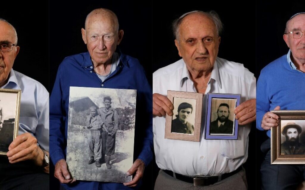 (MONTAGE) Les suivants de la Shoah Menahem Haberman, Danny Chanoch, Dov Landau, Szmul Icek. (Crédit : MENAHEM KAHANA / AFP)