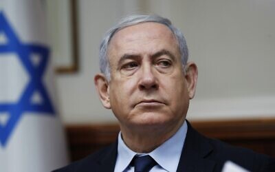 Le Premier ministre Benjamin Netanyahu lors de la réunion hebdomadaire du cabinet à Jérusalem, le 9 février 2020. (Ronen Zvulun/Pool/AFP)