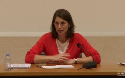 L’avocate Corinne Hershkovitch. (Crédit : capture d’écran Collège de France)