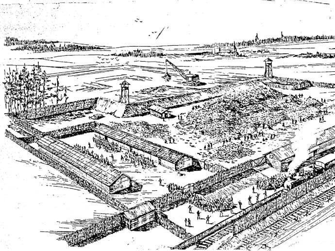 A drawing of Treblinka by Samuel Willenberg, one of the last known living survivors.