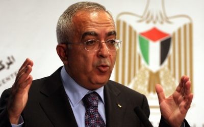 Salam Fayyad, alors Premier ministre de l'Autorité palestinienne, en 2010. (Crédit : Issam Rimawi/Flash90)