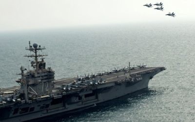 Illustrative photo of a US naval ship with the 5th fleet in the Persian Gulf (photo credit: courtesy of the United States Navy)