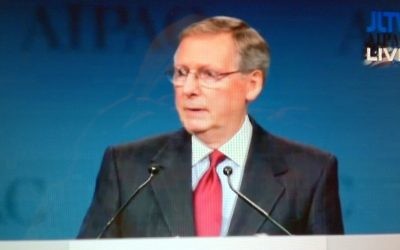 Mitch McConnell à l'AIPAC en 2012 (Crédit :  JLTV)