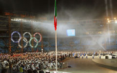Le symbole olympique dans un stade durant les Jeux de 2006. Illustration. (Crédit : Bryan Allison/CC BY-SA/Flickr)