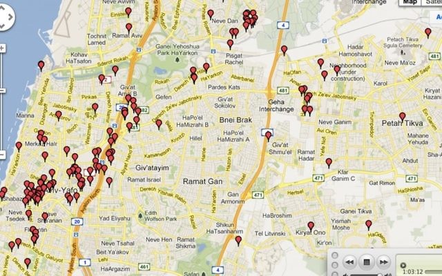 La carte des Start-up en Israël en 2012 (Crédit : autorisation)