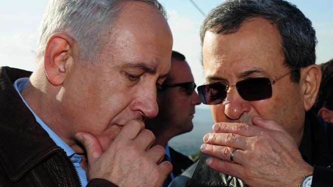 Prime Minister Benjamin Netanyahu and Defense Minister Ehud Barak on Wednesday, November 14, the first day of Operation Pillar of Defense (photo credit: Kobi Gideon/GPO/Flash90)