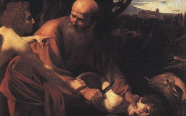 Bible scholar Tzemah Yoreh questions the common telling of the binding of Isaac -- the version that inspired Caravaggio -- in which an angel stops Abraham moments before he sacrifices his son. (Photo credit: From http://www.ibiblio.org/wm/paint/auth/caravaggio/isaac.jpgg/via Wikipedia)