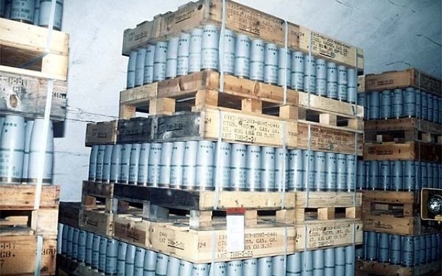 Du gaz sarin stocké en 105 mm aux États-Unis. Illustration (Crédit : autorisation)