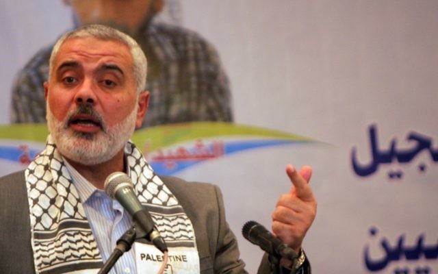 Ismail Haniyeh à Gaza (Crédit : Abd Rahim Khatib/Flash90)