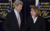 John Kerry et Tzipi Livni à Jérusalem en mars. (Crédit :  Matty Stern/US Embassy/Flash90)