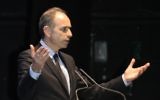 French opposition leader Jean-François Copé speaking in Tel Aviv, April 17, 2013 (photo credit: DR)