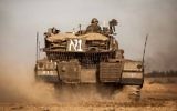 Un tank de l'armée israélienne dans la bande de Gaza  (Crédit : Uri Lenz/Flash90)