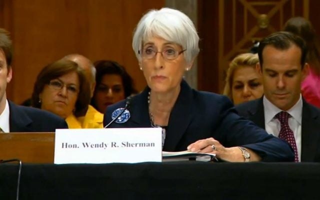 US Undersecretary of State for Political Affairs Wendy Sherman briefs Congress, on Thursday, October 4, 2013. (photo credit: screen capture/YouTube)