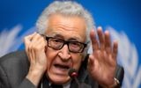 Lakhdar Brahimi, le médiateur de l'ONU pour le conflit syrien, lors d'une conférence de presse le 24 janvier 2014 à Genève (Crédit : AFP/Fabrice Coffrini)