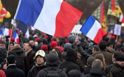 Manifestants lors de la journée anti-Hollande - Paris - 26 janvier 2014 (Crédit : AFP/Pierre Andrieu)