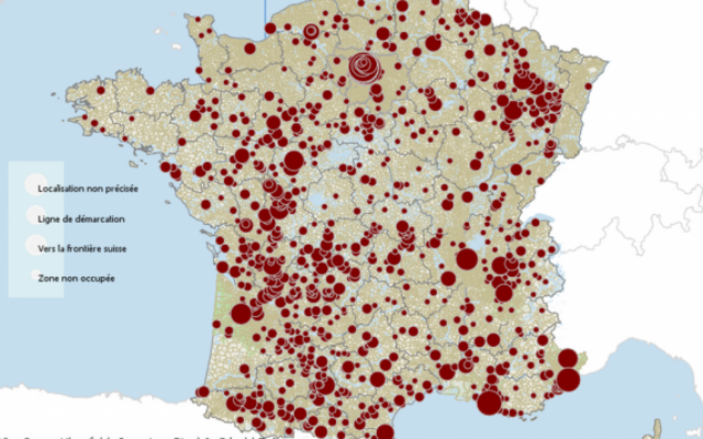 Capture d'écran de la carte mise en ligne (Crédit : http://tetrade.huma-num.fr/Tetrademap_Enfant_France/)
