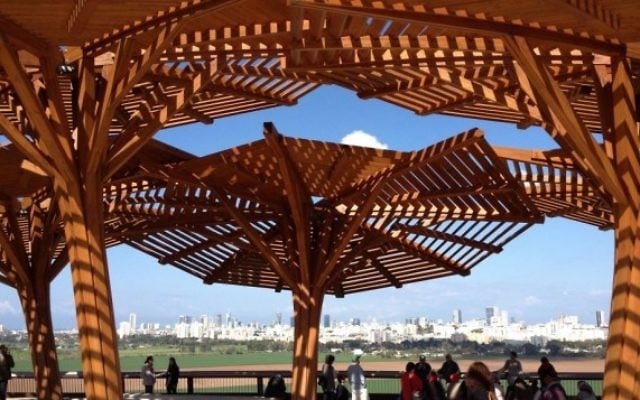 La vue du parc Ariel Sharon (Crédit : Jessica Steinberg/Times of Israel)