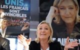 Marine Le Pen, présidente du Front National, le 10 février 2014 à Sable-sur-Sarthe (Crédit : AFP/Jean-Francois Monier)