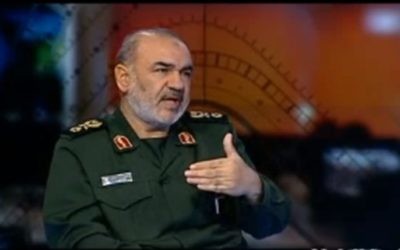 Hossein Salami, commandant du Corps des Gardiens de la  Révolution Islamique. (Crédit : capture d'écran YouTube)