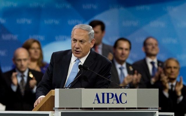 Benjamin Netanyahu, lors de son discours à l'AIPAC le 4 mars 2014  (Crédit photo: Nicholas Ramm/AFP)