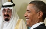 Barack Obama et le roi Abdallah d'Arabie saoudite à Washington - 29 juin 2010 (Crédit : Saul Loeb/AFP)