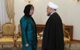 Catherine Ashton, chef de la diplomatie européenne et Hassan Rouhani, président de l'Iran (Crédit : AFP)