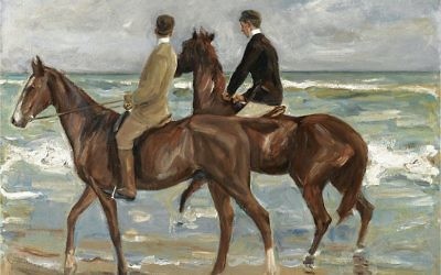 "Deux cavaliers sur la plage" de Max Liebermann (Crédit : Wikimedia Commons)