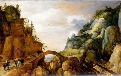 Paysage montagneux de Joos de Momper (Crédit : Wikimedia commons)