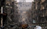 Une rue de Syrie ravagée par la guerre, en 2014. (Crédit : AFP)