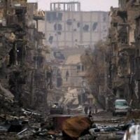 Une rue de Syrie ravagée par la guerre, en 2014. (Crédit : AFP)