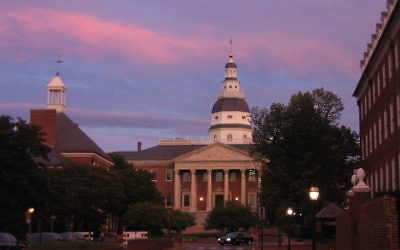 La chambre des représentants du Maryland à Annapolis (Crédit : CC BY Thisisbossi/Wikimedia Commons)