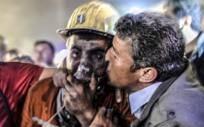 Explosion d'une mine à Soma, en Turquie - 14 mai 2014 (Crédit : BULENT KILIC / AFP)