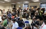 Journalistes et photographes pendant une conférence de presse au bureau du Premier ministre, à Jérusalem, en 2011. (Crédit : Marc Israel Sellem/Flash 90)