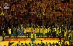 Illustration : L'équipe du Maccabi Tel Aviv, en mai 2014. (Crédit : Capture d'écran Dixième chaîne)