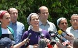 Les parents des trois garçons enlevés  Gil-ad Shaar, Eyal Yifrach et Naftali Fraenkel (Crédit : Flash 90)