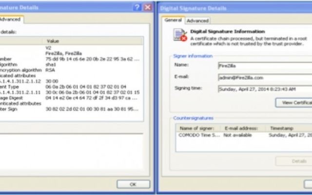 Capture d'écran d'un certificat de sécurité Microsoft (Crédit : autorisation) Capture d'écran d'un certificat de sécurité Microsoft (Crédit : autorisation)