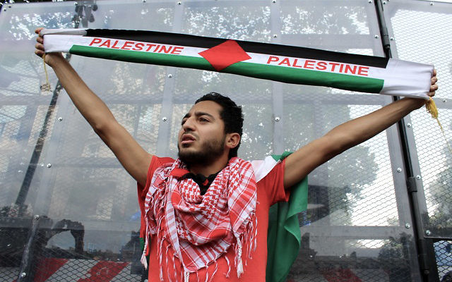 Rassemblement à Paris le 26 juillet qui avait été interdit (Crédit : Glenn Cloarec/Times of Israel)