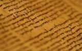Illustration d'un rouleau de la Torah (Crédit : Miriam Alster/Flash 90)