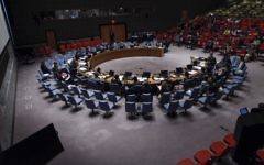 Le Conseil de sécurité des Nations unies réuni à l'ONU, à New York, le 22 juillet 2014. (Crédit : Kena Betancur/Getty Images/AFP)