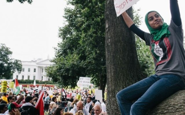 Des milliers de personnes se rassemblent à Washington pour s'opposer à l'opération Bordure protectrice - 3 août 2014 Crédit: Lexey Swall/Getty Images/AFP)