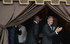 George Clooney à Venise, juste avant son mariage avec Amal Alamuddin - 27 septembre 2014 (Crédit : ANDREAS SOLARO / AFP)