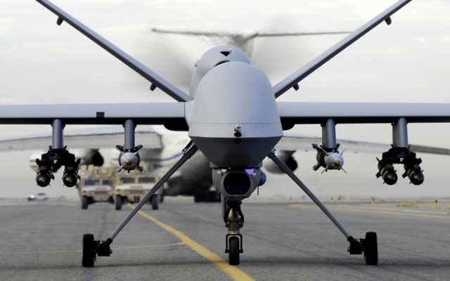 Photo d'illustration d'un drone américain MQ-9 Predator (Crédit : Honorable allemand / Flickr / fichier) Photo d'illustration d'un drone américain MQ-9 Predator (Crédit : Honorable allemand / Flickr / fichier)
