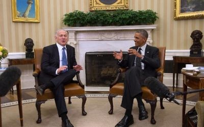 Barack Obama et Benjamin Netanyahu à la Maison Blanche le 1er octobre 2014 (Crédit photo: Jim Watson / AFP)
