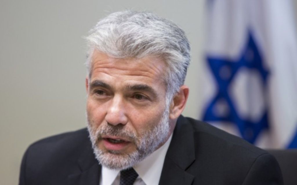 Yair Lapid (Crédit : Yonatan Sindel/Flash90)