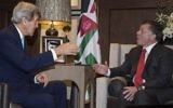 John Kerry et le roi Abdallah II de Jordanie le 13 novembre 2014 (Crédit : NICHOLAS KAMM / POOL / AFP)