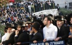Funérailles des 4 rabbins assassinés à Har Nof (Crédit : AFP)