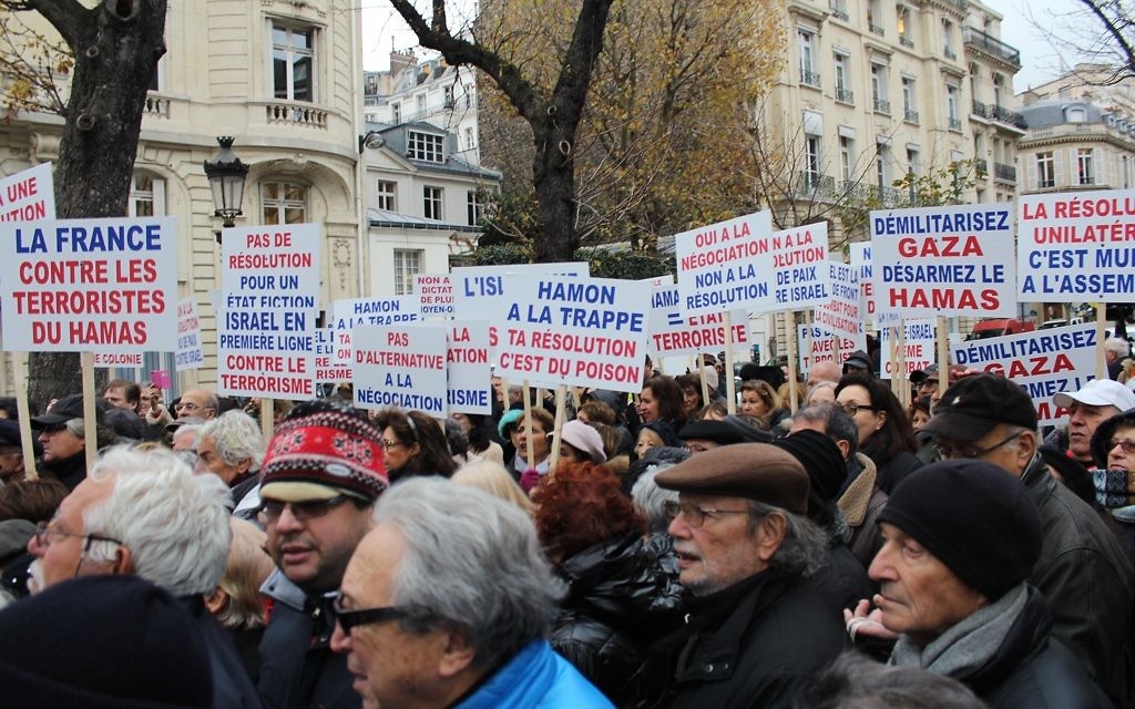 Reconnaissance de l'État palestinien : les associations juives manifestent à Paris - 2 décembre 2014 (Crédit : Glenn Cloarec/Times of Israël)
